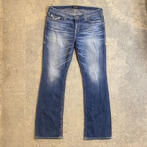 Big Star New Access Boot Jeans Womens 36x34 Blue Low Rise Bootcut Embroidered